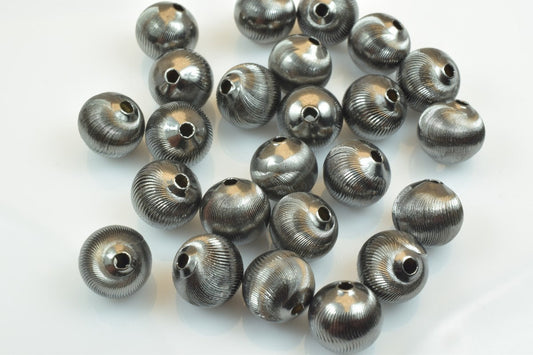 100 PCs Gun Metal Plated Black Carved Round Beads 6mm/8mm/10mm Diamond Cut For Jewelry Making jewelry making supplies - de...