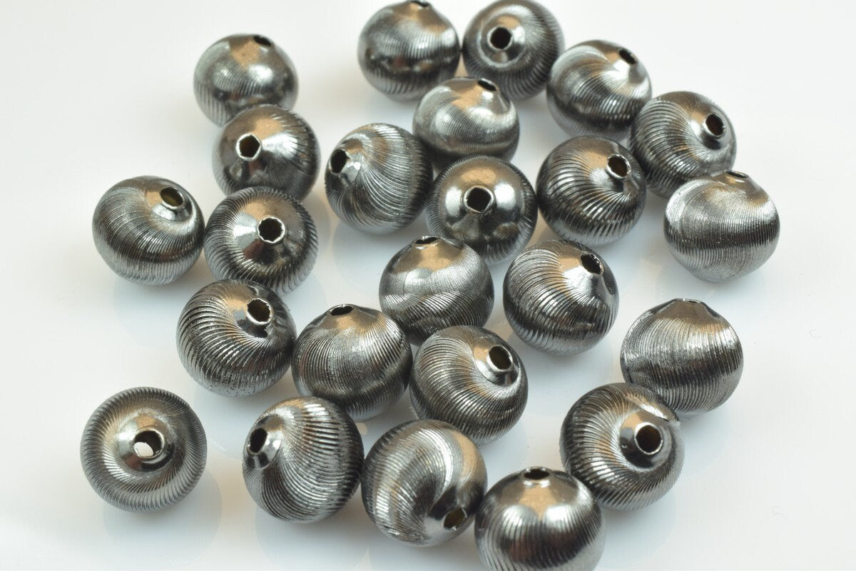 100 PCs Gun Metal Plated Black Carved Round Beads 6mm/8mm/10mm Diamond Cut For Jewelry Making jewelry making supplies - de...