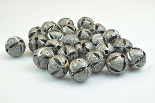 100 PCs Gun Metal Plated Black Carved Round Beads 6mm/8mm/10mm Diamond Cut For Jewelry Making jewelry making supplies