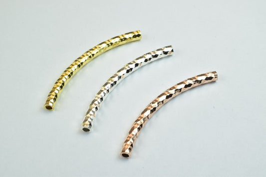 12 PCs Curve Tube Jewelry Finding Beads  3x40mm/3x45mm/3x50mm Diamond Cut Gold/Silver/ RoseGold For Jewelry Making jewelry...