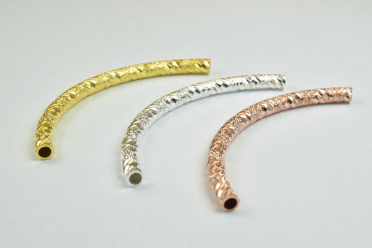 12 PCs Curve Tube Jewelry Finding Beads  3x40mm/3x45mm/3x50mm Diamond Cut Gold/Silver/ RoseGold For Jewelry Making jewelry...
