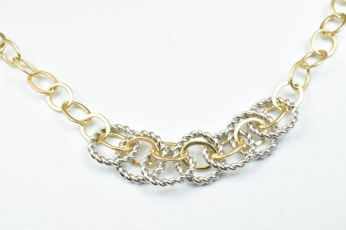 18K GF Gold Filled Chain Rhodium Plated Chain Length 7" Inches With Rhodium Rings Size 11mm findings for gold filled jewel...