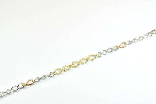 14KGF Gold Filled Chain Rose Gold Rhodium Plated Chain Size 7.5" Inch Width 6mm Thickness 2.5mm findings for gold filled j...