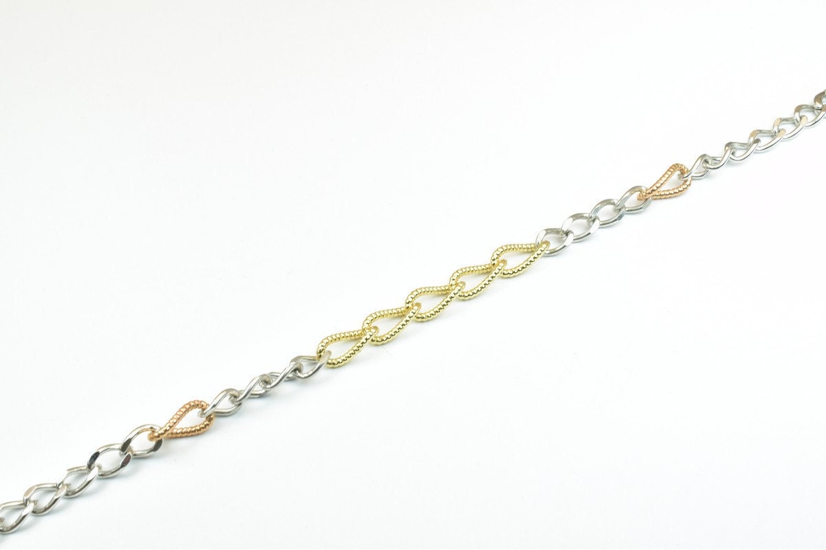 14KGF Gold Filled Chain Rose Gold Rhodium Plated Chain Size 7.5" Inch Width 6mm Thickness 2.5mm findings for gold filled j...