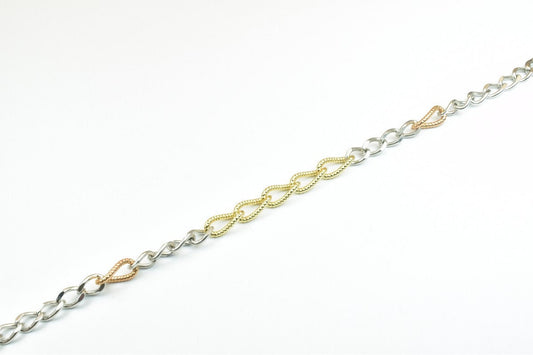 14KGF Gold Filled Chain Rose Gold Rhodium Plated Chain Size 7.5" Inch Width 6mm Thickness 2.5mm findings for gold filled j...