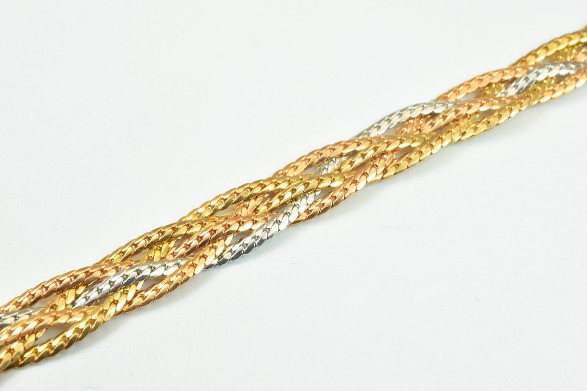 18KGF Gold Filled Chain Rose Gold Rhodium Plated Chain Size 7.5" Inch Width 7mm Thickness 1.5mm findings for gold filled j...