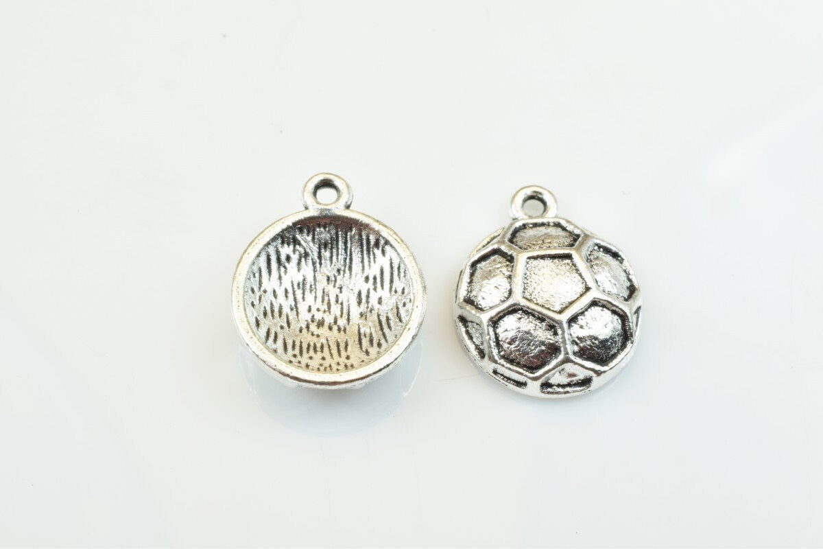 6 PCs Soccer Ball Charms Alloy Antique Silver Size 17x13mm Jump Ring Size 2mm For Jewelry Making jewelry making supplies -...