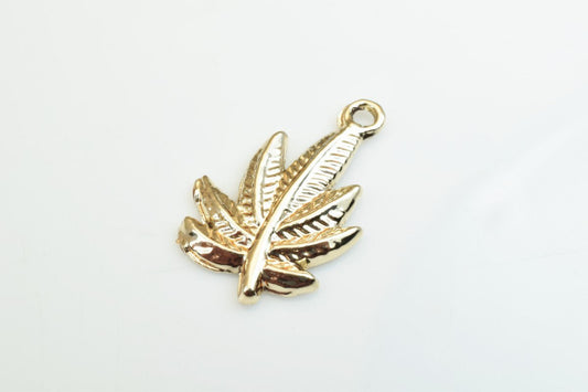 10 PCs Marijuana Leaf Charms Alloy Gold Color Size 23x15mm Jump Ring Size 2mm For Jewelry Making jewelry making supplies