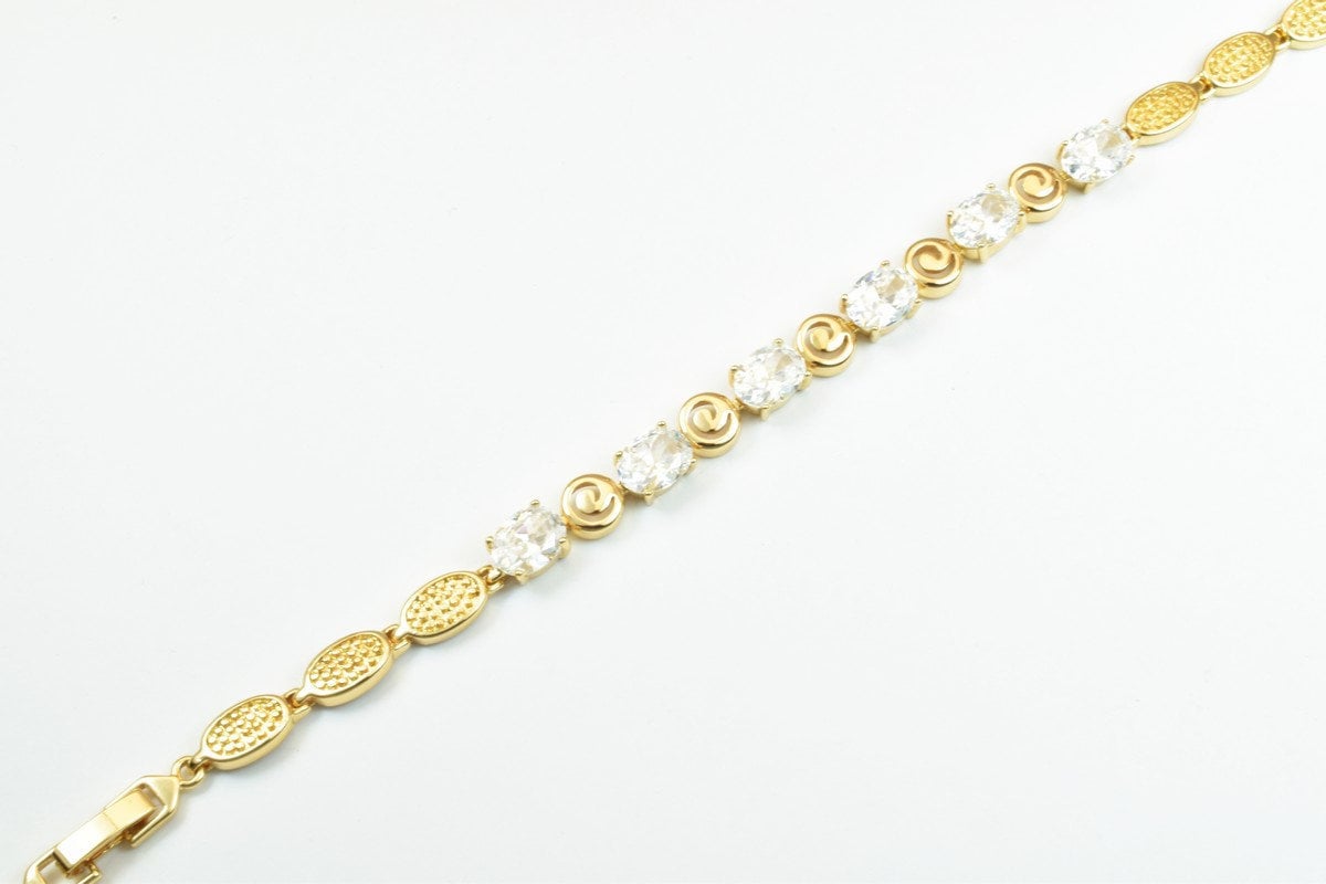 18KGF Gold Filled Chain With Cubic Zirconia Rhinestone Clear Stone Length 6.50" Inch 6.5mm Width finding for gold filled j...