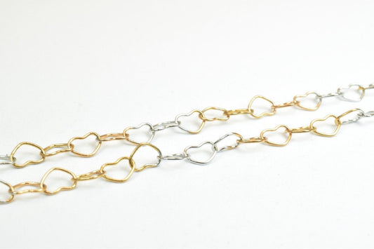 15.25" Inches Electro Plated Gold and Rhodium Plated Chain Heart Size 4.5x6mm Thickness 1mm For Jewelry Making EP1 jewelry...