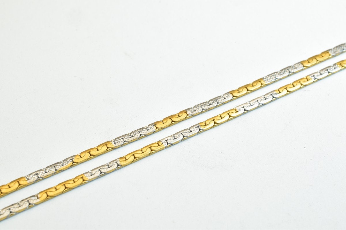 17.50" Inches Electro Plated Gold and Rhodium Plated Chain Width Size 2mm Thickness 1mm For Jewelry Making EP8 jewelry mak...