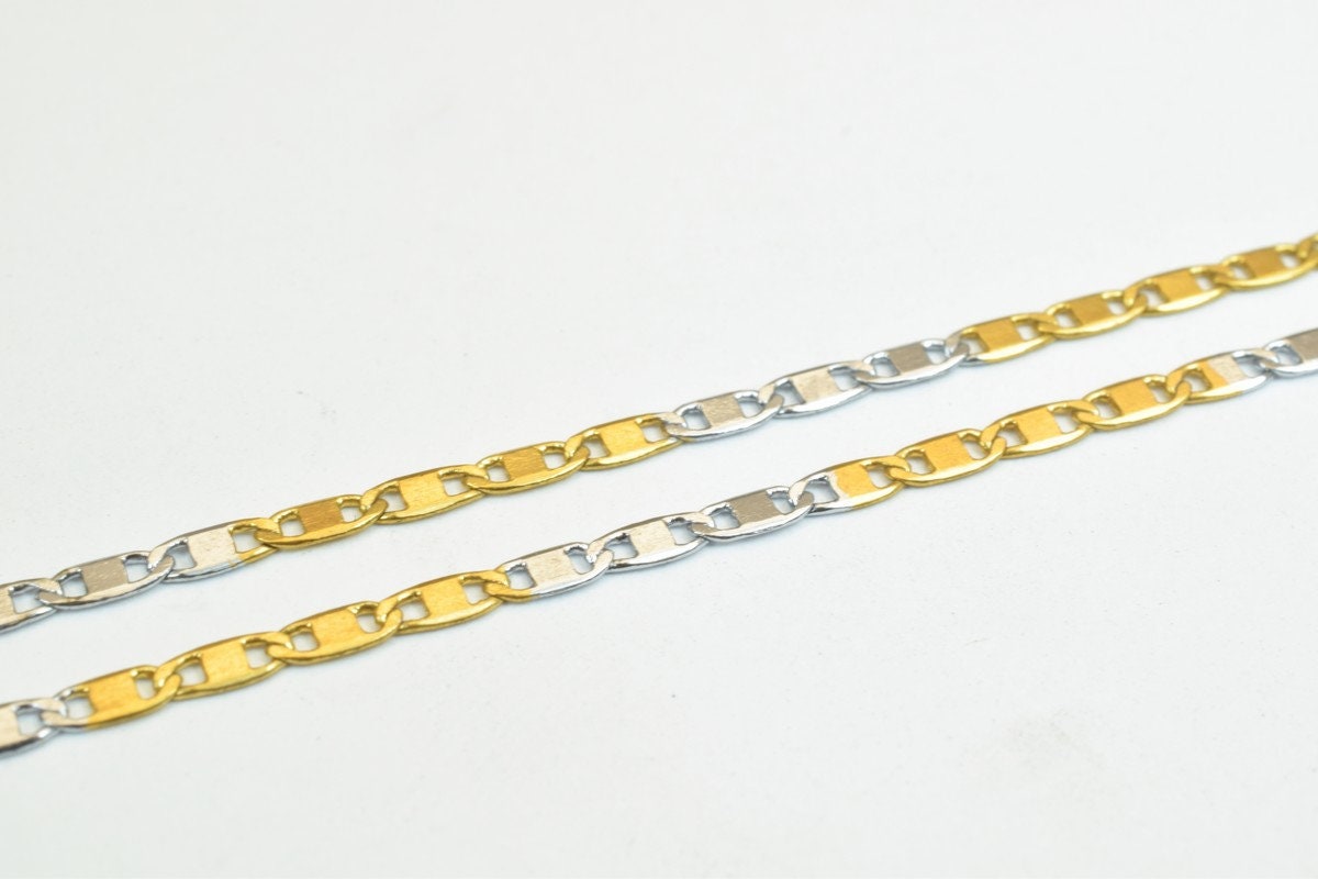 19" Inches Electro Plated Gold and Rhodium Plated Chain Width Size 2mm Thickness 0.5mm For Jewelry Making EP6 jewelry maki...