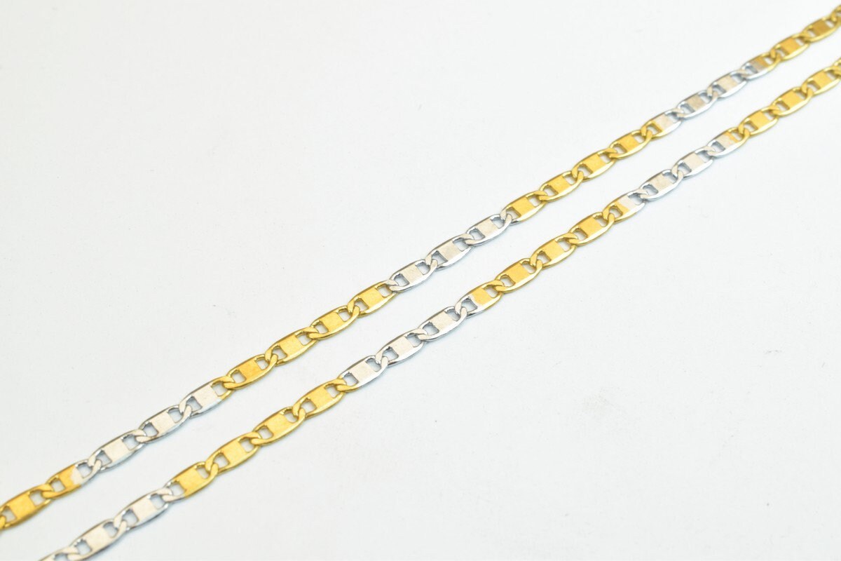 19" Inches Electro Plated Gold and Rhodium Plated Chain Width Size 2mm Thickness 0.5mm For Jewelry Making EP6 jewelry maki...