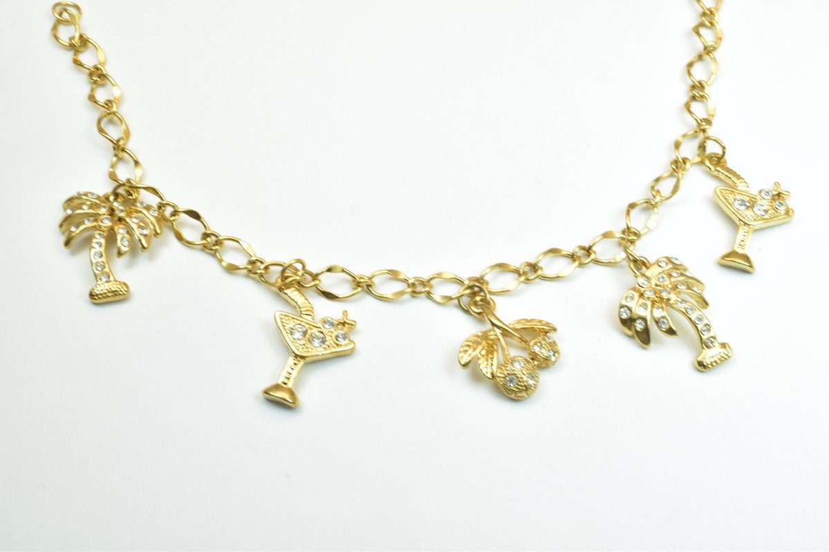 Gold Filled Chain 18K GF Size 7.75" Inches with 18K Charms with CZ Rhinestone Gold filled gold findings for gold filled je...