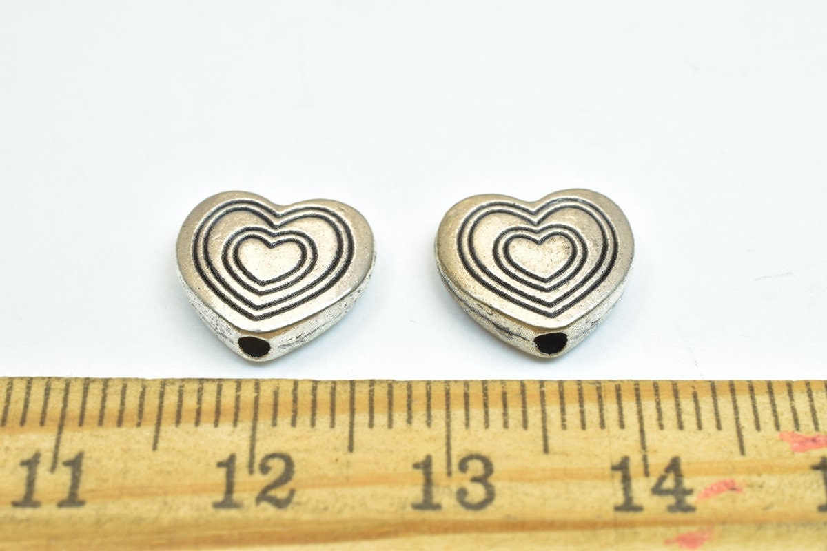 10 PCs Heart Silver Alloy Connector Beads Size 12x11x3mm Hole Size 1mm Decorative Design Metal Beads For Jewelry Making je...