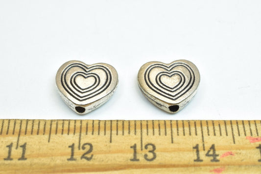 10 PCs Heart Silver Alloy Connector Beads Size 12x11x3mm Hole Size 1mm Decorative Design Metal Beads For Jewelry Making je...