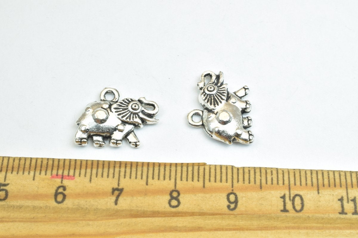 18 PCs Elephant Animal Antique Silver/Antique Green/Gold Alloy Charm Beads Size 16x12mm Jump Ring Size 1.5mm For Jewelry M...
