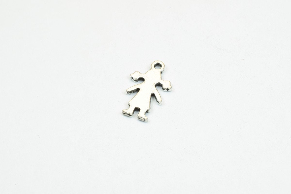 14 PCs Girl Person Body Charm Pendant Gold/Silver/Bronze Alloy Size 13.5x12mm Decorative Design Metal Beads 1mm JumpRing f...