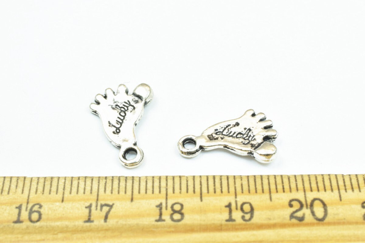 18 PCs Lucky Foot Alloy Charm Gold/Antique Silver/Antique Green Beads Size 16x11mm JumpRing Size 1.5mm Decorative Design J...