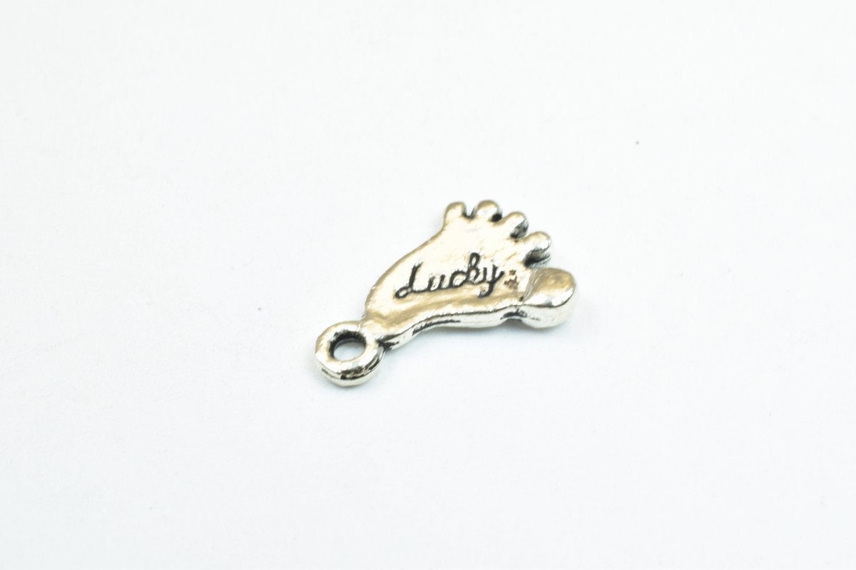 18 PCs Lucky Foot Alloy Charm Gold/Antique Silver/Antique Green Beads Size 16x11mm JumpRing Size 1.5mm Decorative Design J...
