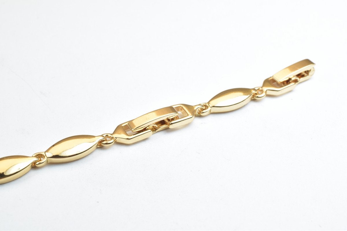 18KGF Gold Filled Chain With Cubic Zirconia Rhinestone Clear Stone Length 6.50" Inch 10mm Width finding for gold filled je...
