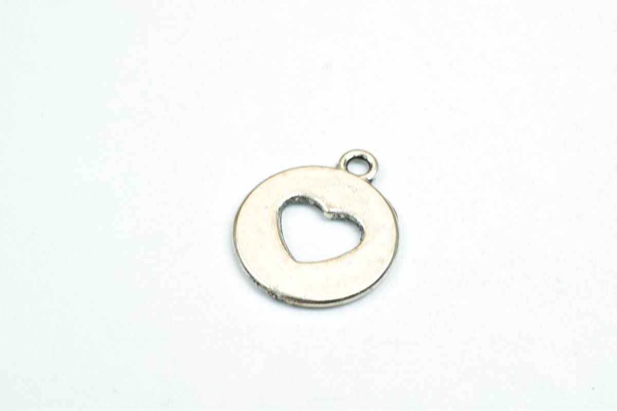 10 PCs Heart Antique Silver Charm Beads Alloy Metal Bracelets Pendant Size 17x15mm Jump Ring Size 1.5mm For Jewelry Making...