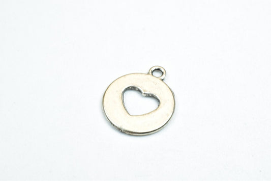 10 PCs Heart Antique Silver Charm Beads Alloy Metal Bracelets Pendant Size 17x15mm Jump Ring Size 1.5mm For Jewelry Making...