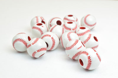25 PCs Baseball Beads Plastic Acrylic Beads Round Beads Size 12mm With Big Hole Size 3mm For Jewelry Making jewelry making...