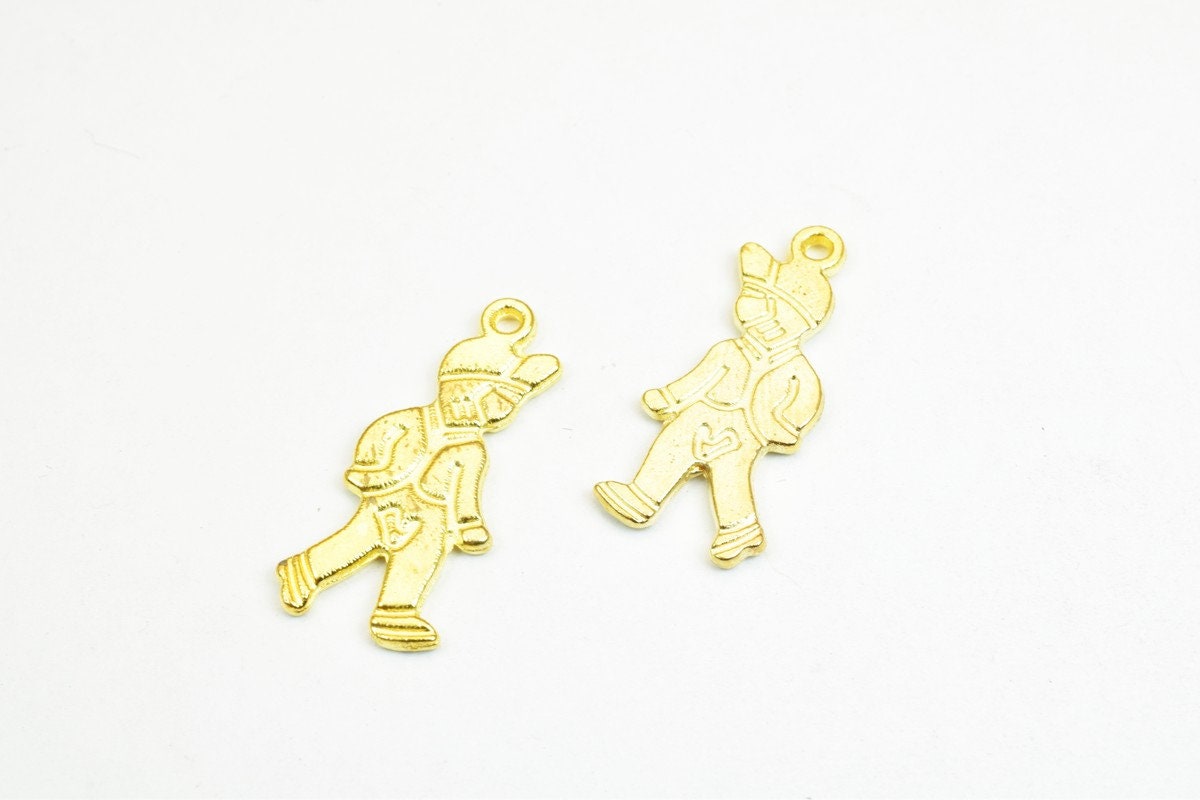 12 PCs Walking Boy Charm Pendant Bead Gold/Bronze Size 24x11mm Decorative Design Metal Beads 1mm JumpRing Opening for Jewe...