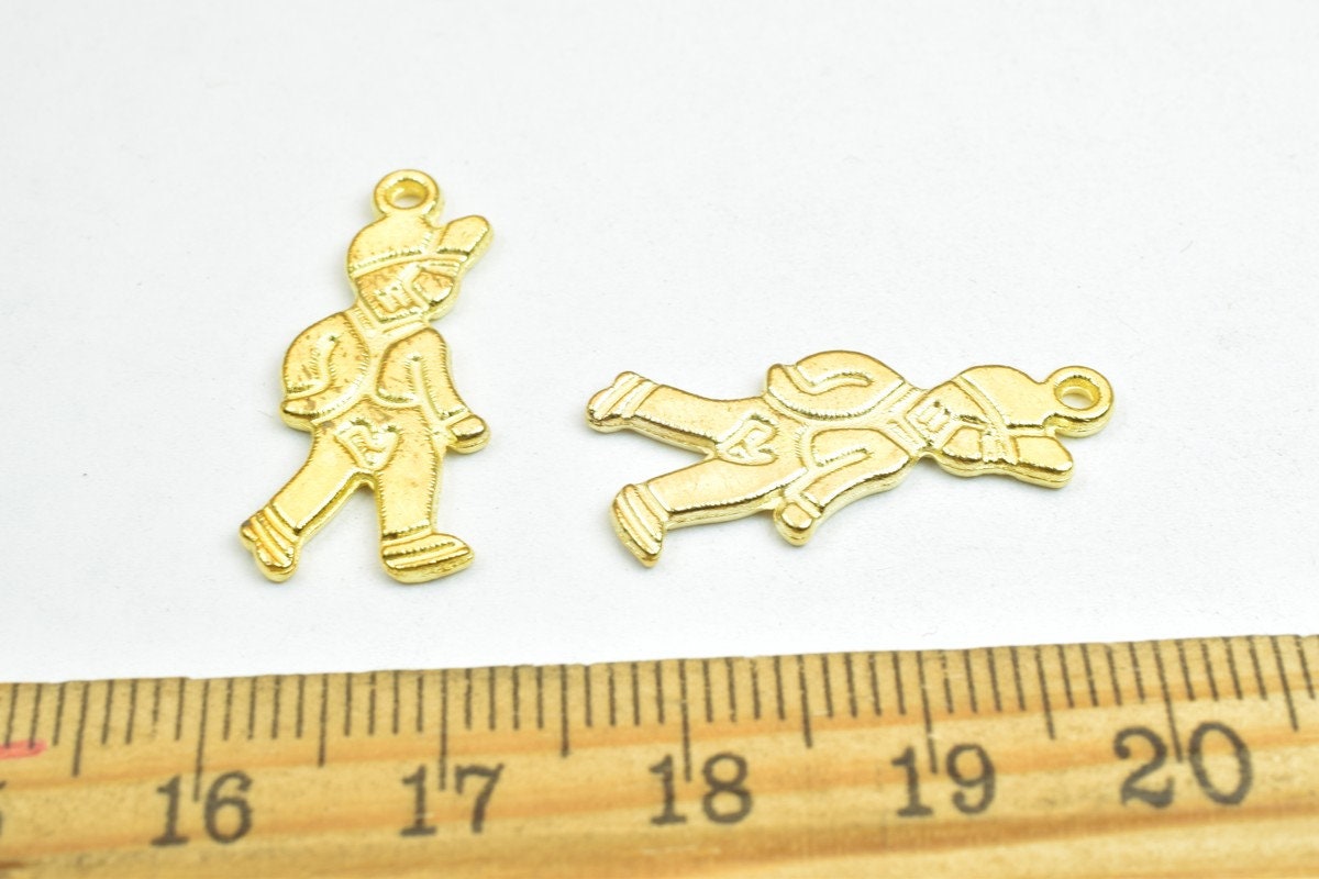 12 PCs Walking Boy Charm Pendant Bead Gold/Bronze Size 24x11mm Decorative Design Metal Beads 1mm JumpRing Opening for Jewe...