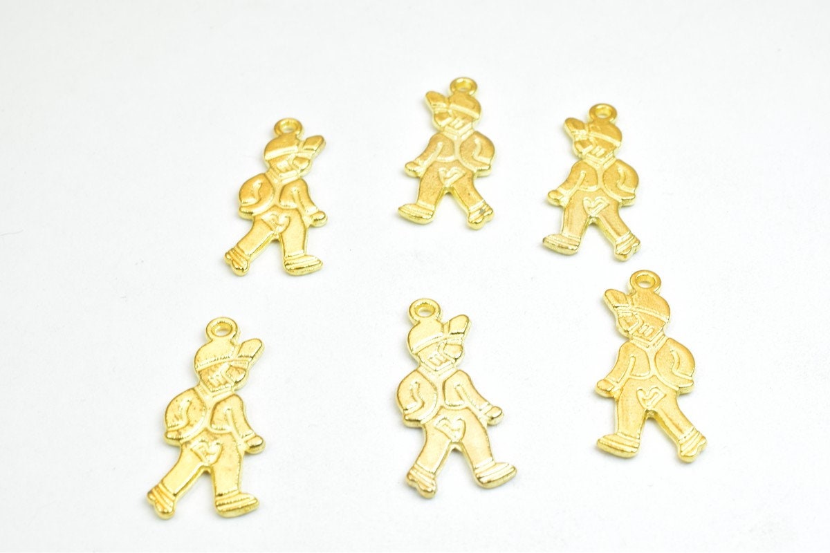 12 PCs Walking Boy Charm Pendant Bead Gold/Bronze Size 24x11mm Decorative Design Metal Beads 1mm JumpRing Opening for Jewe...