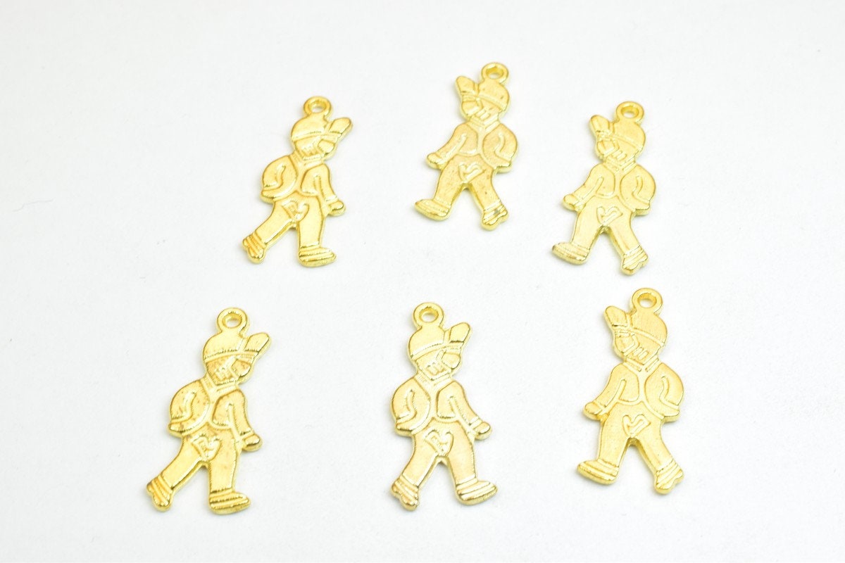 12 PCs Walking Boy Charm Pendant Bead Gold/Bronze Size 24x11mm Decorative Design Metal Beads 1mm JumpRing Opening for Jewe...