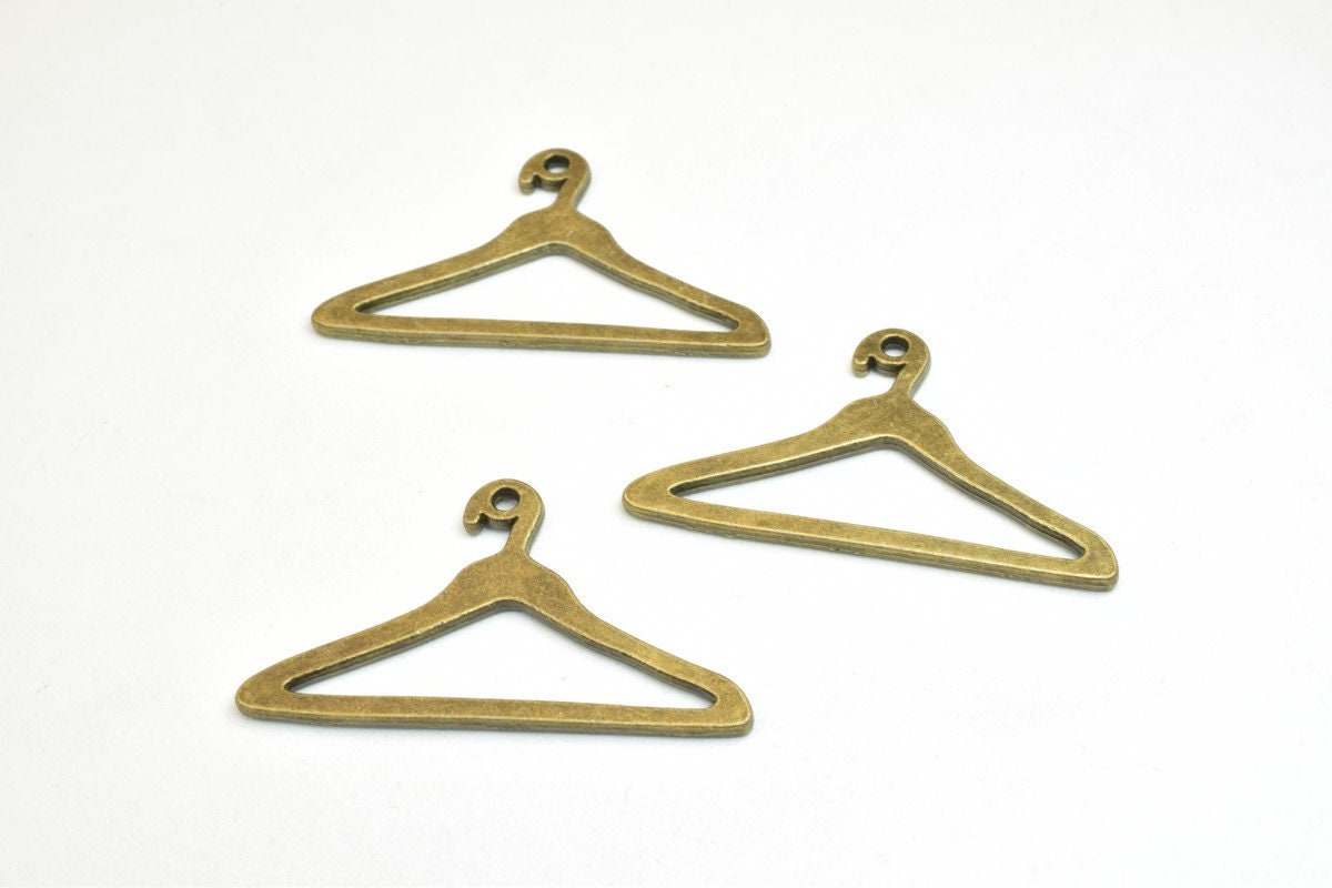 6 PCs Cloth Hanger Charm Pendants Beads Bronze/Gold Size 23x44mm Thickness 2mm Jump Ring 2mm Alloy Metal For Jewelry Makin...