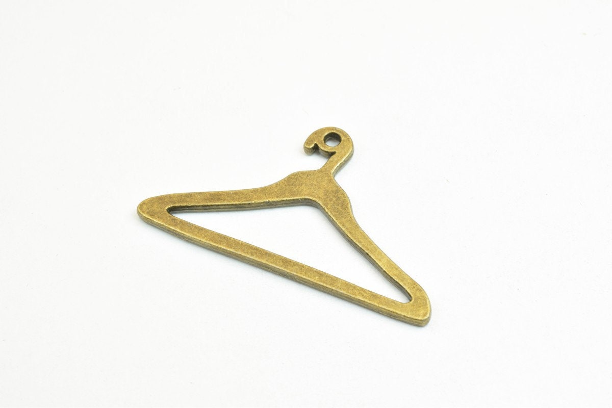 6 PCs Cloth Hanger Charm Pendants Beads Bronze/Gold Size 23x44mm Thickness 2mm Jump Ring 2mm Alloy Metal For Jewelry Makin...