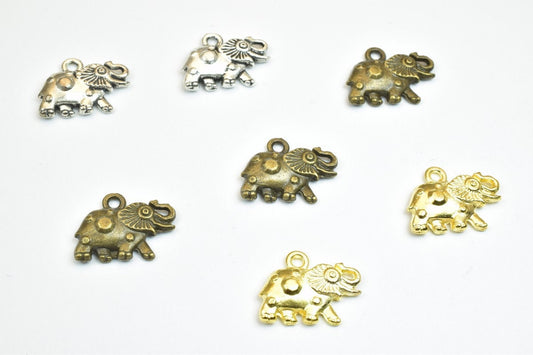 18 PCs Elephant Animal Antique Silver/Antique Green/Gold Alloy Charm Beads Size 16x12mm Jump Ring Size 1.5mm For Jewelry M...