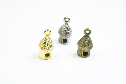 10 PCs Flower Bird House 3D, 3 Colors Alloy Charm Beads Size 15x8x7mm Decorative Design Beads 1.5mm JumpRing Size for Jewe...