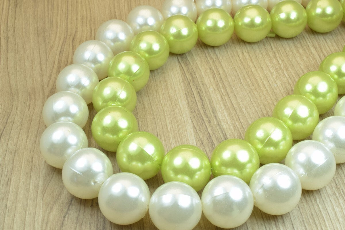 25mm Acrylic Plastic Pearl White/Green Round Loose Spacer Beads Sell for Decoration/Wedding/Jewelry Making#D jewelry makin...