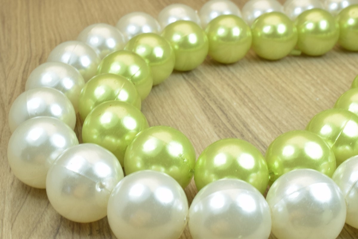 25mm Acrylic Plastic Pearl White/Green Round Loose Spacer Beads Sell for Decoration/Wedding/Jewelry Making#D jewelry makin...