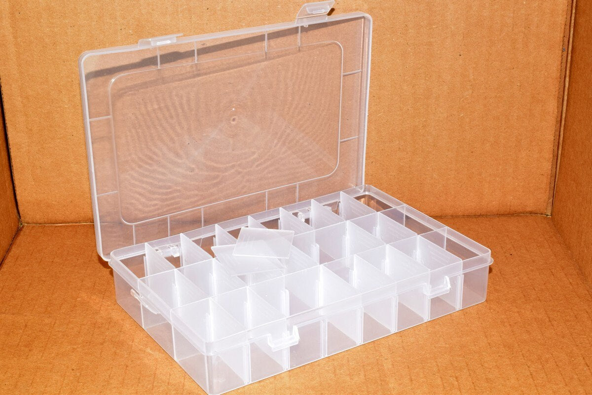 Plastic Storage organizer Container Box Case, 24 Compartments for Beads/Charms/Beads Size 7.25"x5.5"x1.5" Inches, 200x130x...