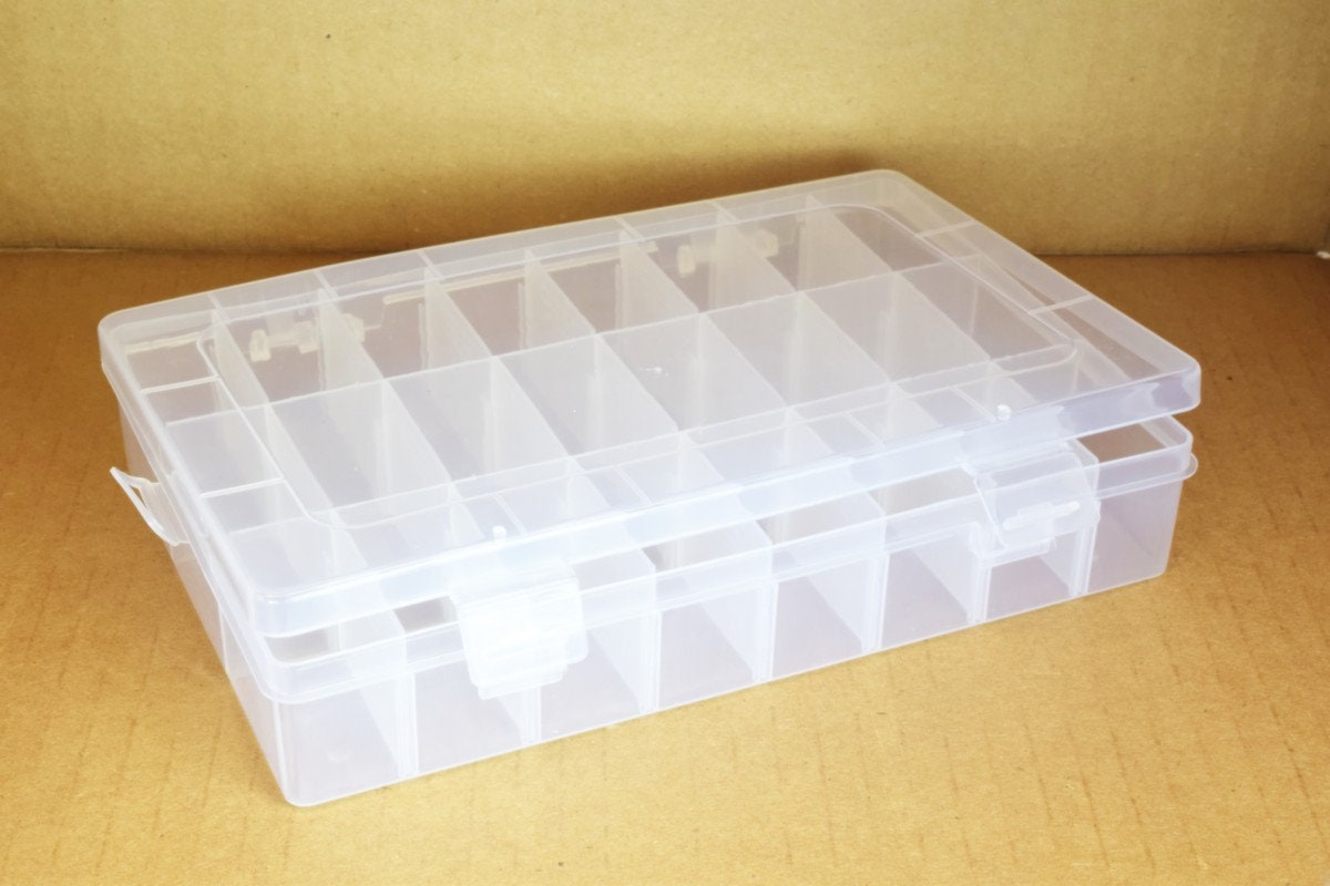 Plastic Storage organizer Container Box Case, 24 Compartments for Beads/Charms/Beads Size 7.25"x5.5"x1.5" Inches, 200x130x...