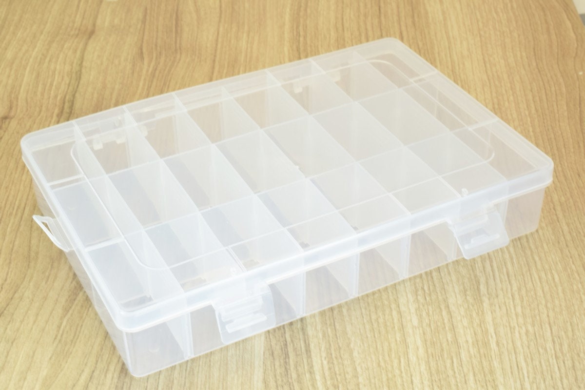 Plastic Storage organizer Container Box Case, 24 Compartments for Beads/Charms/Beads Size 7.25"x5.5"x1.5" Inches, 200x130x...