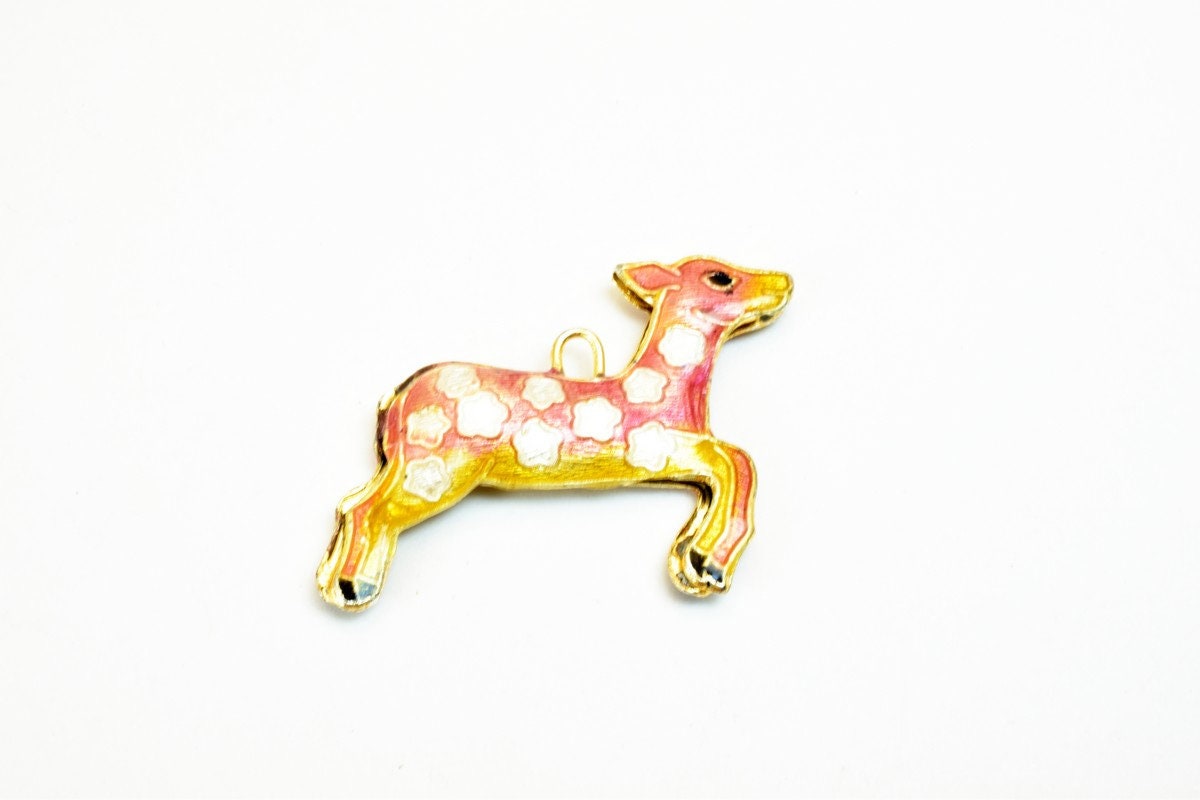 3 PCs Deer Cloisonne Pendant Charm Beads Size 27x35mm Thickness 5mm JumpRing Size 1.5mm Enamel Design Sweater Chain Charm...