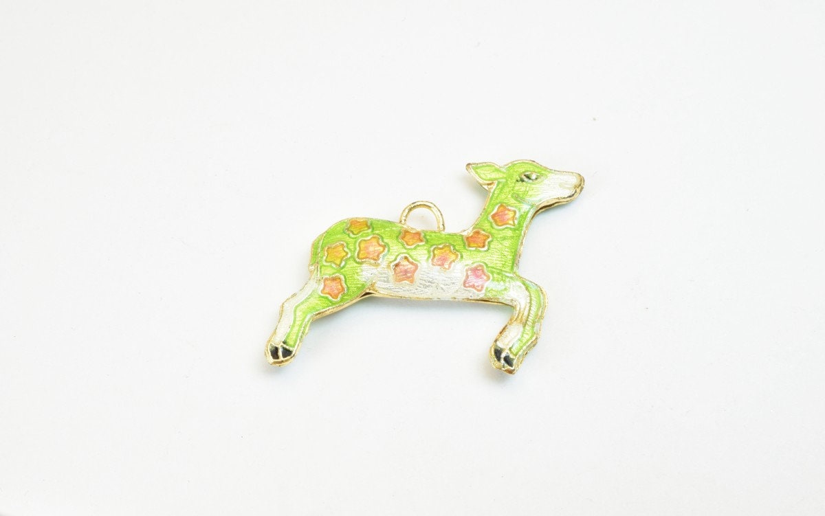 3 PCs Deer Cloisonne Pendant Charm Beads Size 27x35mm Thickness 5mm JumpRing Size 1.5mm Enamel Design Sweater Chain Charm...