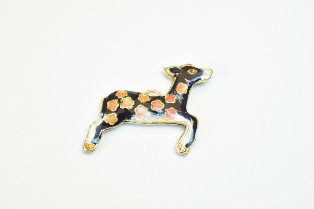 3 PCs Deer Cloisonne Pendant Charm Beads Size 27x35mm Thickness 5mm JumpRing Size 1.5mm Enamel Design Sweater Chain Charm...