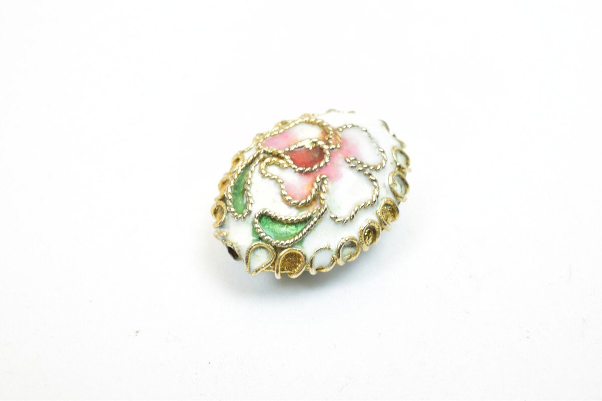 5PCs Mixed Flower Oval Cloisonne Pendant Beads Size 15x12mm Thickness 7mm Hole Size 1mm Enamel Design Sweater Chain Charm...