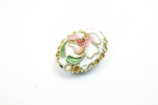 5PCs Mixed Flower Oval Cloisonne Pendant Beads Size 15x12mm Thickness 7mm Hole Size 1mm Enamel Design Sweater Chain Charm...