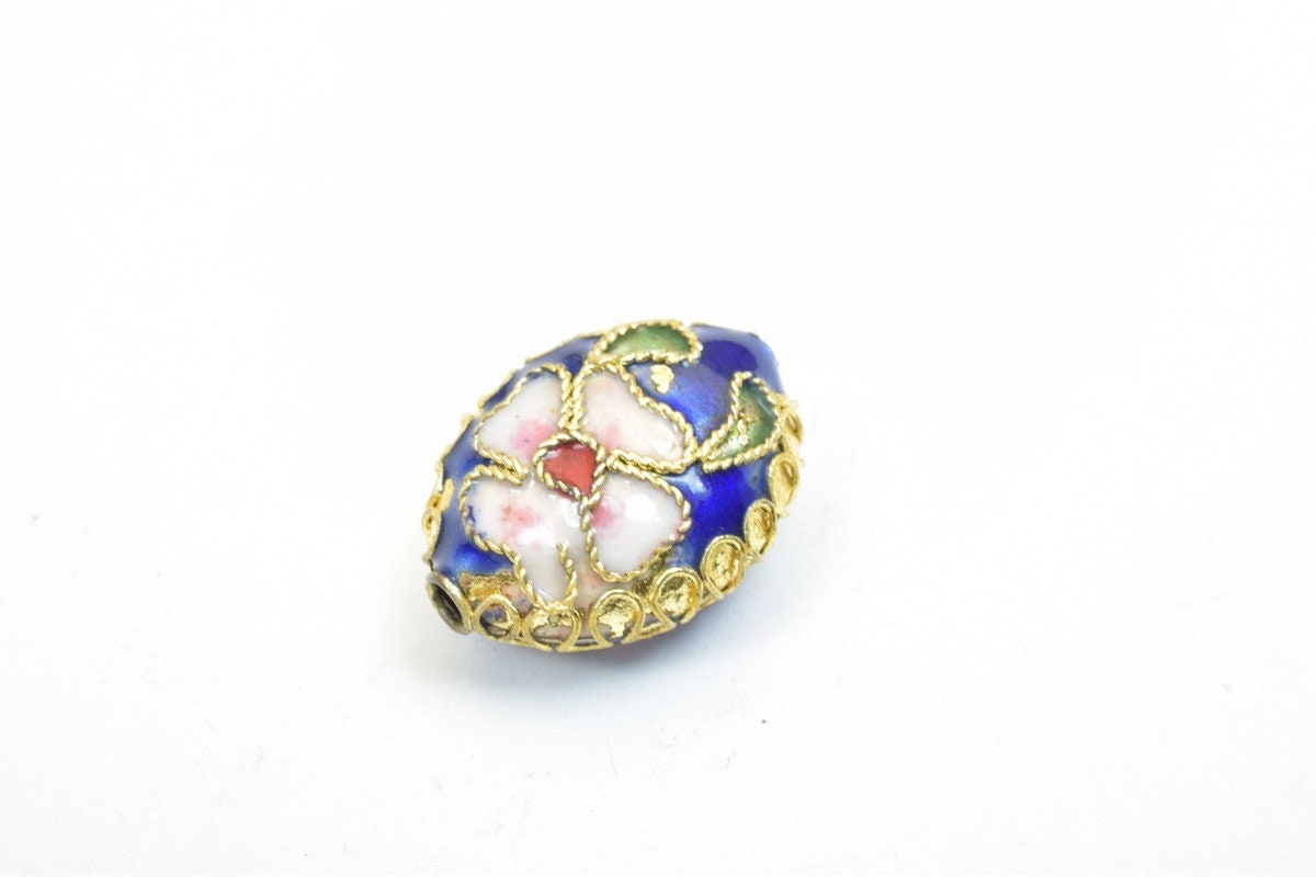 5PCs Mixed Flower Oval Cloisonne Pendant Beads Size 15x12mm Thickness 7mm Hole Size 1mm Enamel Design Sweater Chain Charm...