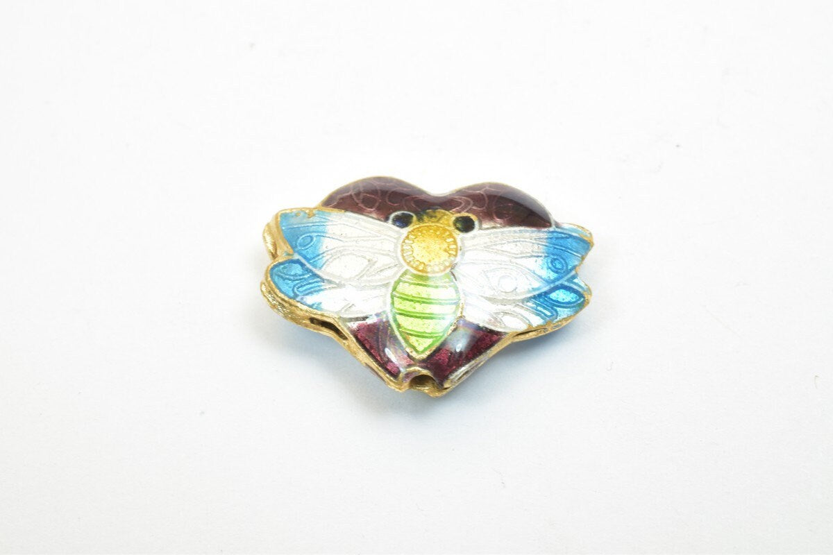 3 PCs ButterFly Heart Cloisonne Pendant Beads Size 15x20mm Thickness 5mm Hole Size 1mm Enamel Design Charm For Jewelry Mak...
