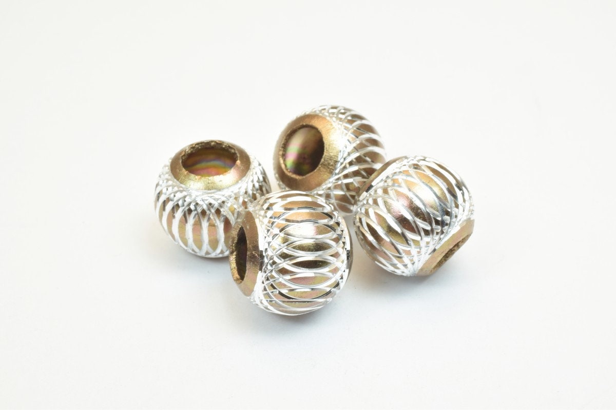 Aluminum Round Beads European Beads With Large Hole Fit Charm European Bracelets or Necklace For Jewelry Making jewelry ma...