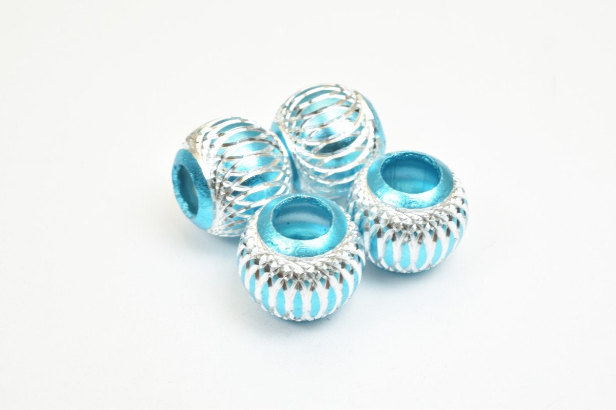European Large Hole Beads: Mixed Sizes Aluminum Round Spacers - Jewelry Craft Supplies, Big Hole Fit Charms